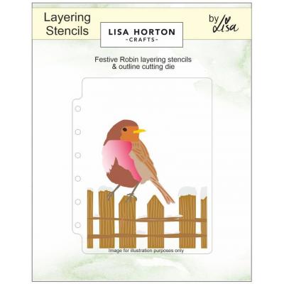 Lisa Horton Crafts Layering Stencils + Stanze -  Festive Robin